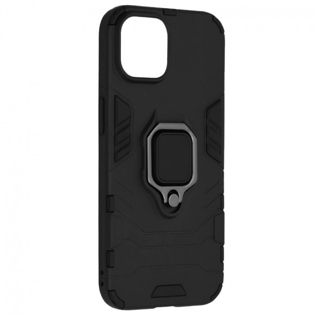 Techsuit iPhone 14 Silicone Shield Σκληρή Θήκη με Δαχτυλίδι Συγκράτησης - Black