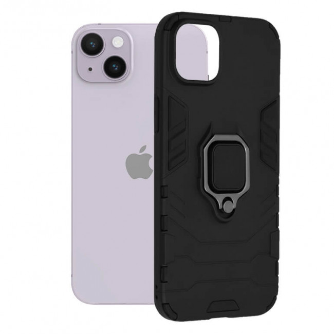 Techsuit iPhone 14 Plus Silicone Shield Σκληρή Θήκη με Δαχτυλίδι Συγκράτησης - Black