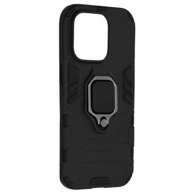 Techsuit iPhone 14 Pro Silicone Shield Σκληρή Θήκη με Δαχτυλίδι Συγκράτησης - Black