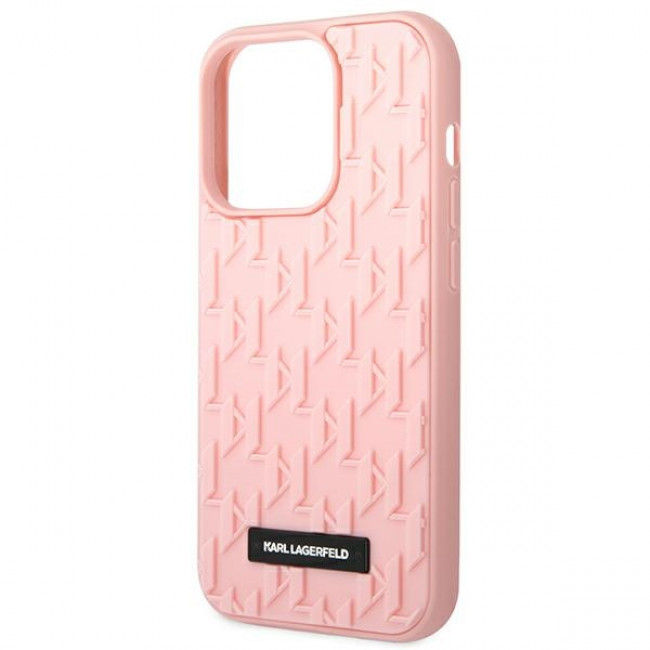 Karl Lagerfeld iPhone 14 Pro - 3D Monogram Σκληρή Θήκη με Πλαίσιο Σιλικόνης - Pink - KLHCP14LRUPKLPP