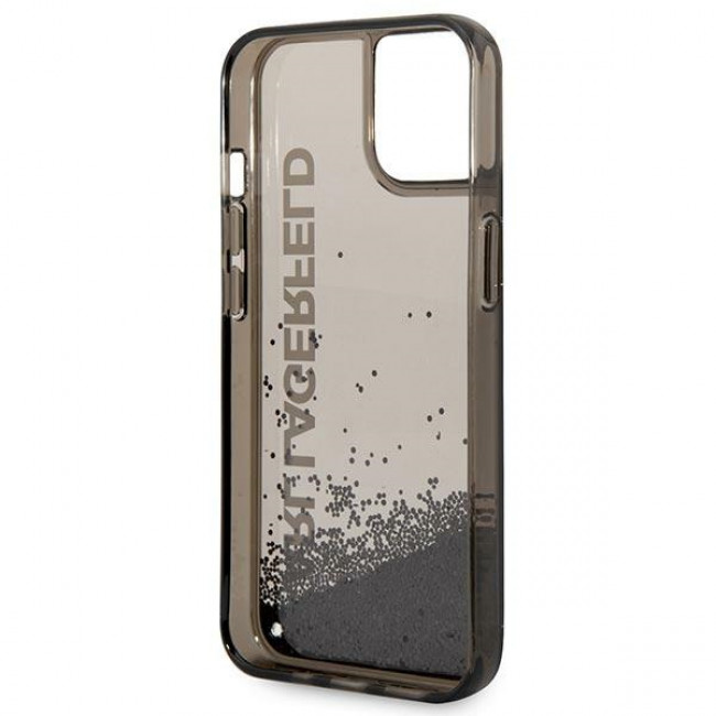 Karl Lagerfeld iPhone 14 Plus - Liquid Glitter Elong Σκληρή Θήκη με Πλαίσιο Σιλικόνης - Ημιδιάφανη / Black - KLHCP14MLCKVK