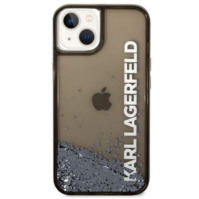 Karl Lagerfeld iPhone 14 Plus - Liquid Glitter Elong Σκληρή Θήκη με Πλαίσιο Σιλικόνης - Ημιδιάφανη / Black - KLHCP14MLCKVK