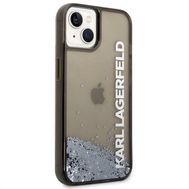 Karl Lagerfeld iPhone 14 Plus - Liquid Glitter Elong Σκληρή Θήκη με Πλαίσιο Σιλικόνης - Ημιδιάφανη / Black - KLHCP14MLCKVK