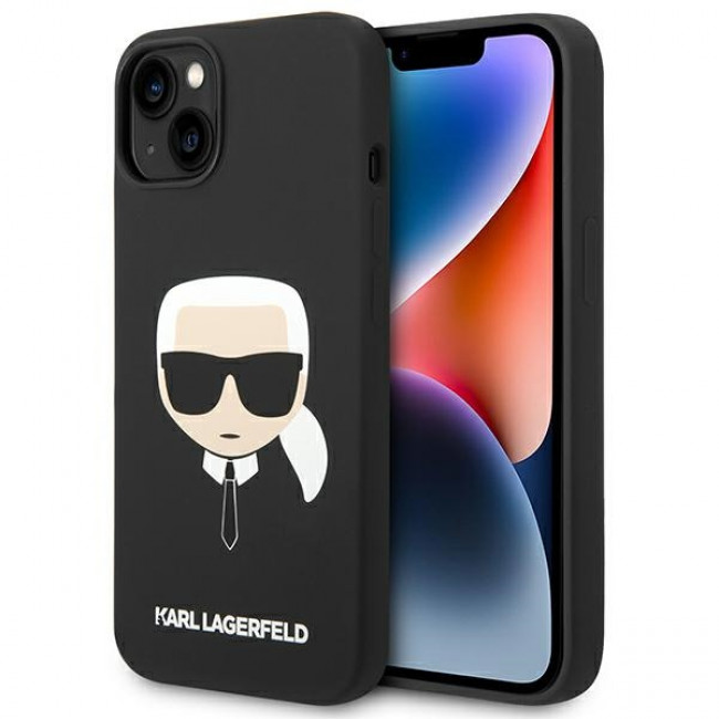 Karl Lagerfeld iPhone 14 Plus Silicone Karl's Head MagSafe Θήκη Σιλικόνης με MagSafe - Black - KLHMP14MSLKHBK