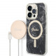 Guess iPhone 14 Pro - Bundle Pack MagSafe - Σετ Σκληρή Θήκη με Πλαίσιο Σιλικόνης και Ασύρματος Φορτιστής MagSafe - Design Marble and Gold - Black - GUBPP14LHMEACSK