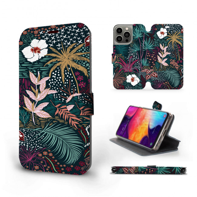 Mobiwear iPhone 13 Pro Θήκη Βιβλίο Slim Flip - Design Dark Floral - VP13S