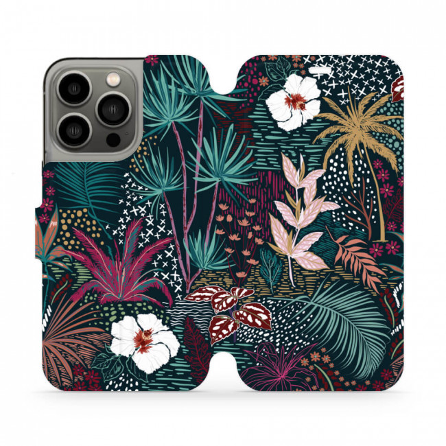 Mobiwear iPhone 13 Pro Θήκη Βιβλίο Slim Flip - Design Dark Floral - VP13S