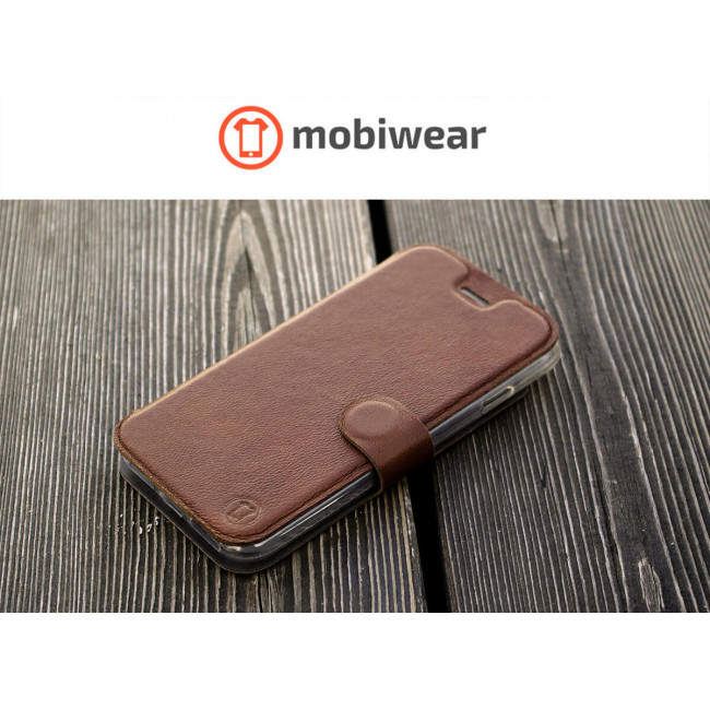 Mobiwear iPhone 13 Pro Max Θήκη Βιβλίο Slim Flip από Γνήσιο Δέρμα - Μαύρη - L_BRS