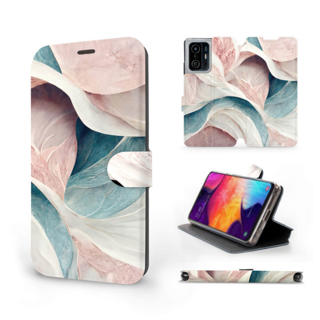 Mobiwear Xiaomi 11T / 11T Pro Θήκη Βιβλίο Slim Flip - Design Pink and Greenish Marble - VP33S