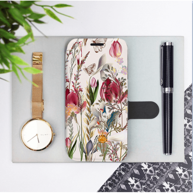 Mobiwear iPhone 13 Pro Max Θήκη Βιβλίο Slim Flip - Design Vintage Flowers - MP01S