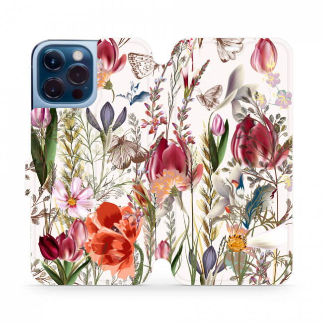 Mobiwear iPhone 13 Pro Max Θήκη Βιβλίο Slim Flip - Design Vintage Flowers - MP01S