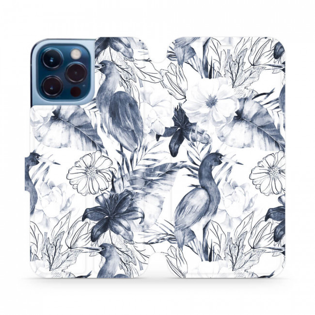 Mobiwear iPhone 13 Pro Max Θήκη Βιβλίο Slim Flip - Design Exotic Bird Crane and Flowers - MX09S