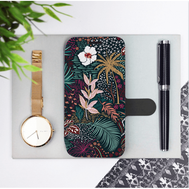 Mobiwear iPhone 13 Pro Max Θήκη Βιβλίο Slim Flip - Design Dark Floral - VP13S