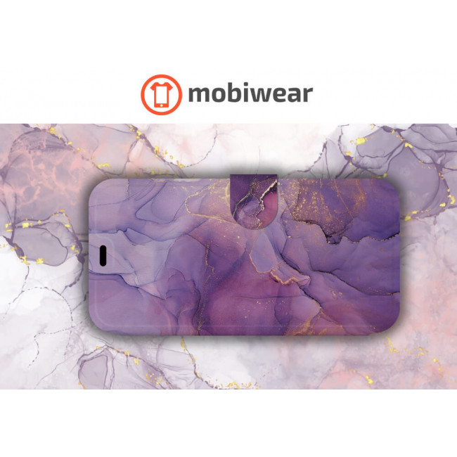 Mobiwear iPhone 13 Pro Max Θήκη Βιβλίο Slim Flip - Design Purple Marble - VP20S