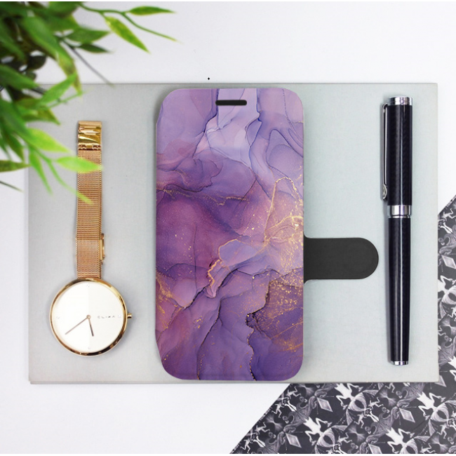 Mobiwear iPhone 13 Pro Max Θήκη Βιβλίο Slim Flip - Design Purple Marble - VP20S