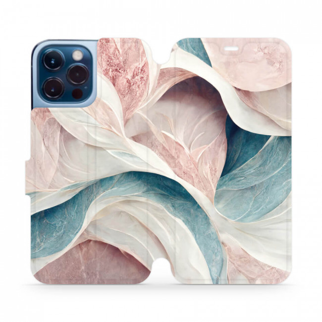 Mobiwear iPhone 13 Pro Max Θήκη Βιβλίο Slim Flip - Design Pink and Greenish Marble - VP33S