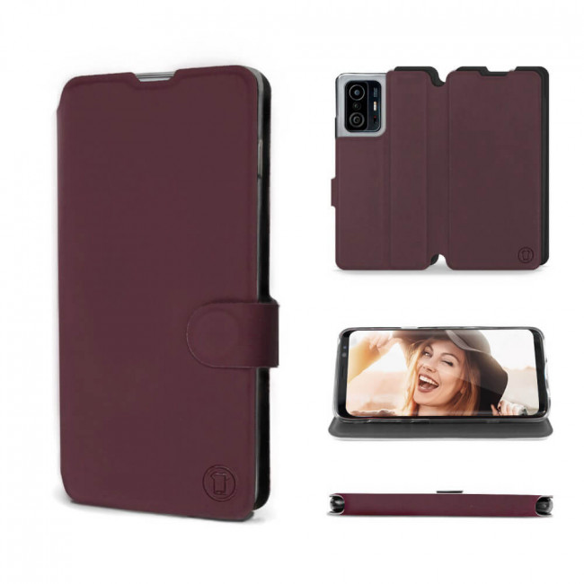 Mobiwear Xiaomi 11T / 11T Pro Θήκη Βιβλίο Slim Flip - Μπορντό - S_BUB