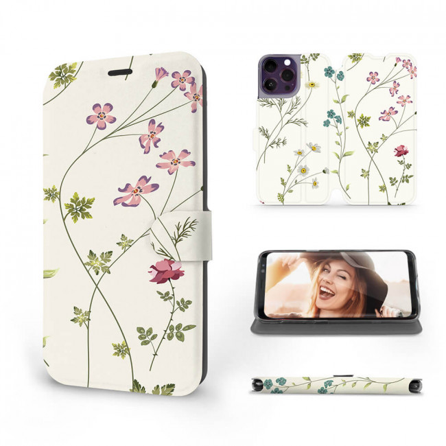 Mobiwear iPhone 14 Pro Max Θήκη Βιβλίο Slim Flip - Design Field Flowers - MD03S