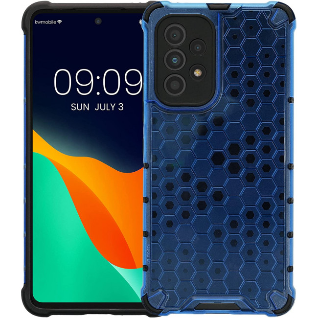 KW Samsung Galaxy A53 5G Hybrid Σκληρή Θήκη με Πλαίσιο Σιλικόνης TPU - Design Honeycomb - Blue / Ματ Ημιδιάφανη - 59969.04