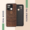 KW Xiaomi Redmi 10C Θήκη από Φυσικό Ξύλο Design Indian Sun - Dark Brown - 59468.05