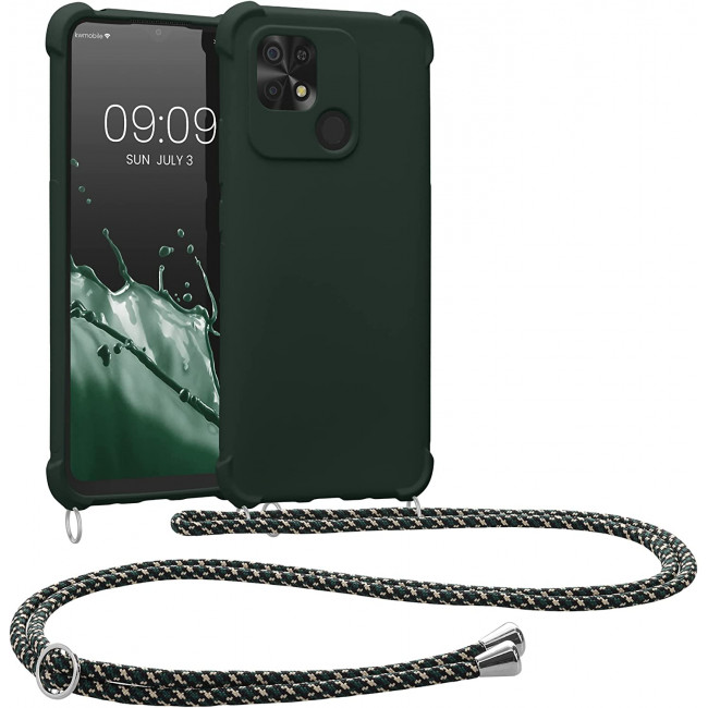 KW Xiaomi Redmi 10C Θήκη Σιλικόνης TPU με Λουράκι - Moss Green - 59233.169