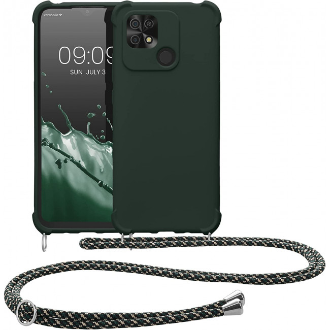 KW Xiaomi Redmi 10C Θήκη Σιλικόνης TPU με Λουράκι - Moss Green - 59233.169