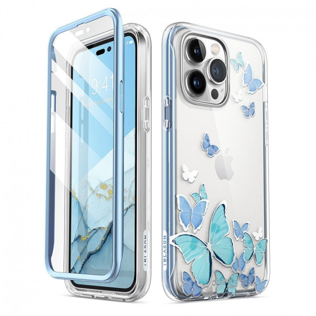 i-Blason iPhone 14 Pro Cosmo Σκληρή Θήκη με Πλαίσιο Σιλικόνης και Προστασία Οθόνης - Blue Fly