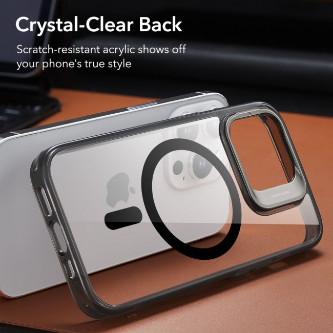 ESR iPhone 14 Pro Classic Kickstand Halolock MagSafe Σκληρή Θήκη με Πλαίσιο Σιλικόνης και Stand - Διάφανη / Black