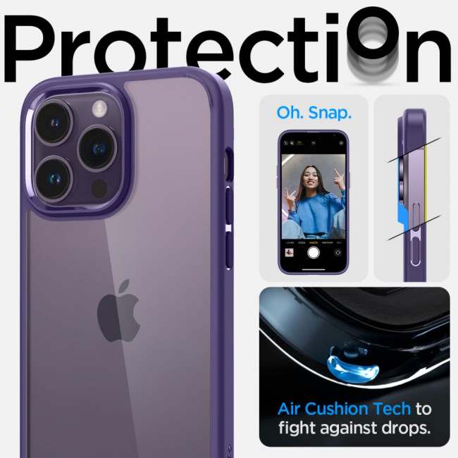 Spigen iPhone 14 Pro Ultra Hybrid Σκληρή Θήκη με Πλαίσιο Σιλικόνης - Deep Purple