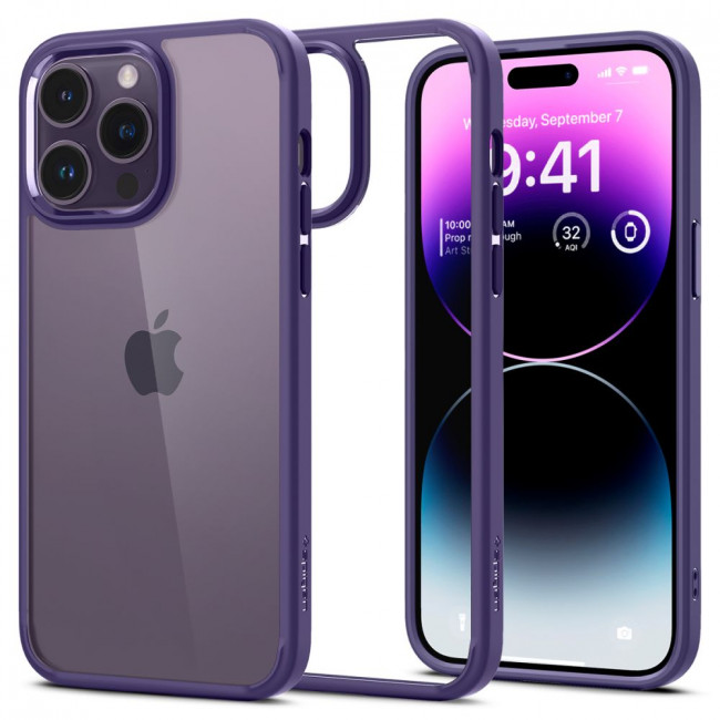 Spigen iPhone 14 Pro Ultra Hybrid Σκληρή Θήκη με Πλαίσιο Σιλικόνης - Deep Purple