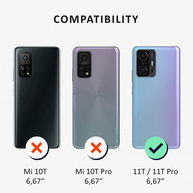 Kalibri Xiaomi 11T / 11T Pro Σκληρή Θήκη με Επένδυση Συνθετικού Δέρματος και Υποδοχή για Κάρτα - Grey / Light Grey - 59150.22