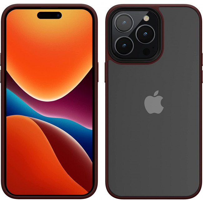 KW iPhone 14 Pro Max Σκληρή Θήκη με Πλαίσιο Σιλικόνης - Tawny Red / Matte Διάφανη - 59092.190