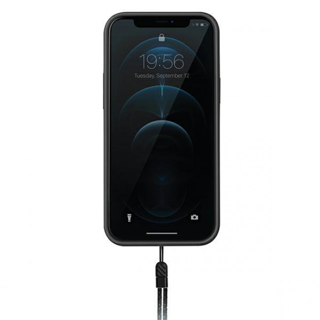 Uniq iPhone 12 Pro Max Heldro Σκληρή Θήκη με Πλαίσιο Σιλικόνης και Finger Holder - Black