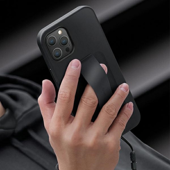 Uniq iPhone 12 Pro Max Heldro Σκληρή Θήκη με Πλαίσιο Σιλικόνης και Finger Holder - Black