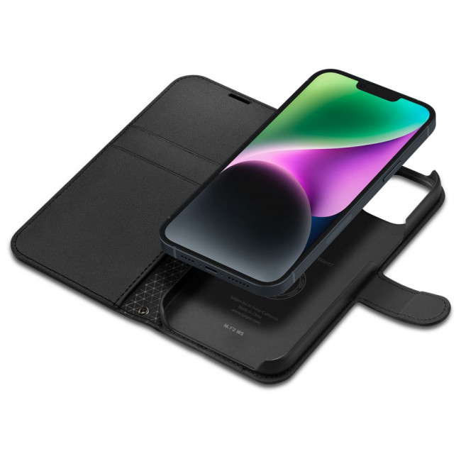 Spigen iPhone 14 Wallet S Θήκη Πορτοφόλι Stand από Δερματίνη - Black