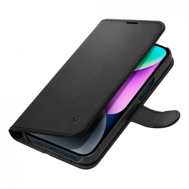 Spigen iPhone 14 Wallet S Θήκη Πορτοφόλι Stand από Δερματίνη - Black