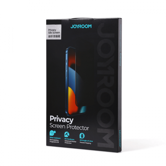 Joyroom iPhone 14 Knight Series 2.5D Privacy TG 9H Full Screen Tempered Glass Αντιχαρακτικό Γυαλί Οθόνης - Black - JR-P01