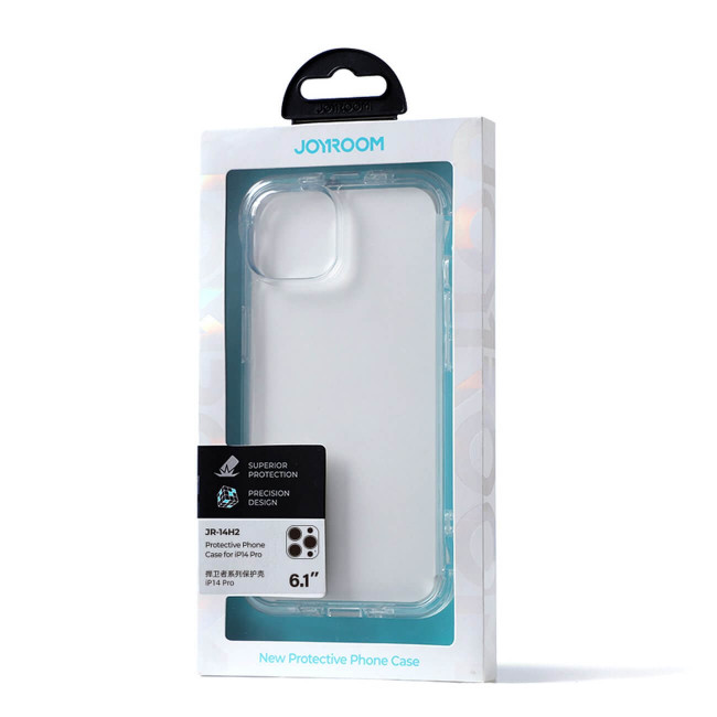 Joyroom iPhone 14 Pro Defender Series Σκληρή Θήκη με Πλαίσιο Σιλικόνης και Ενσωματωμένα Άγκιστρα Στήριξης - Διάφανη