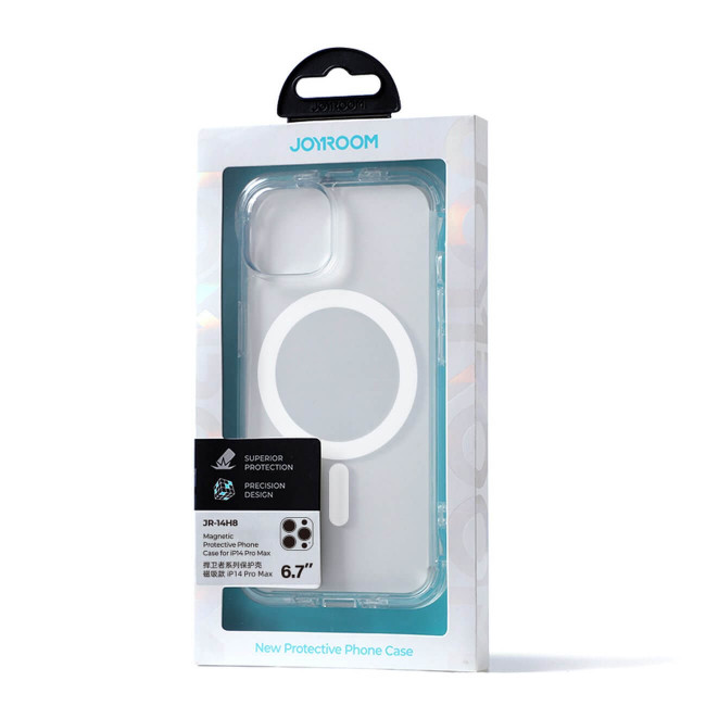 Joyroom iPhone 14 Pro Max Magnetic Defender Series Σκληρή Θήκη MagSafe με Πλαίσιο Σιλικόνης και Ενσωματωμένα Άγκιστρα Στήριξης - Διάφανη