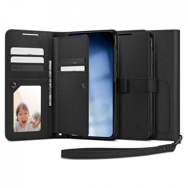 Spigen Samsung Galaxy S23+ Wallet S Plus Θήκη Πορτοφόλι από Δερματίνη - Black