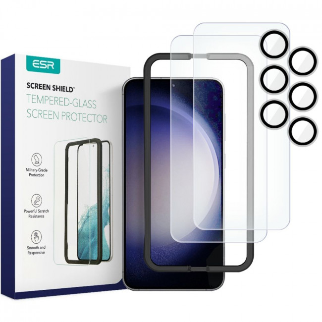 ESR Samsung Galaxy S23 Screen Shield Σετ με 2 Tempered Glass Αντιχαρακτικά Γυαλιά Οθόνης και 2 Αντιχαρακτικά Γυαλιά για την Κάμερα 9H - Διάφανα