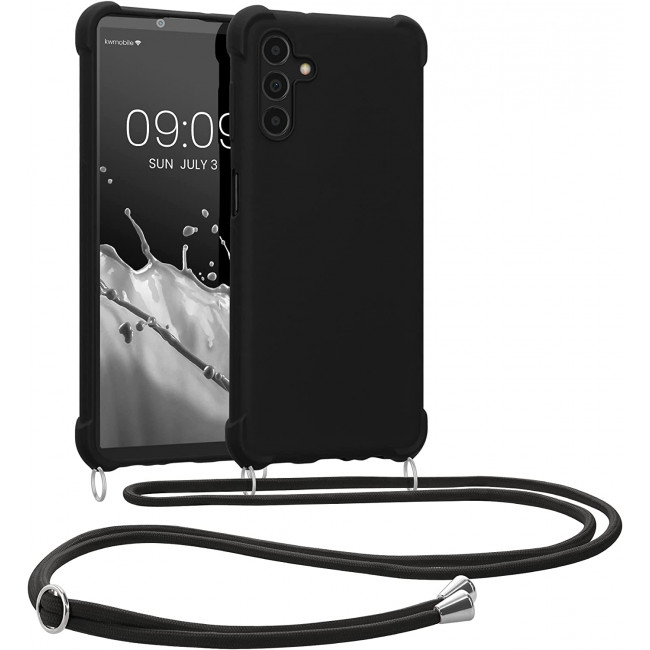 KW Samsung Galaxy A04s Θήκη Σιλικόνης TPU με Λουράκι - Black - 59960.01