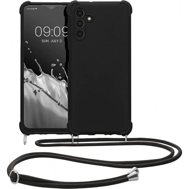 KW Samsung Galaxy A04s Θήκη Σιλικόνης TPU με Λουράκι - Black - 59960.01