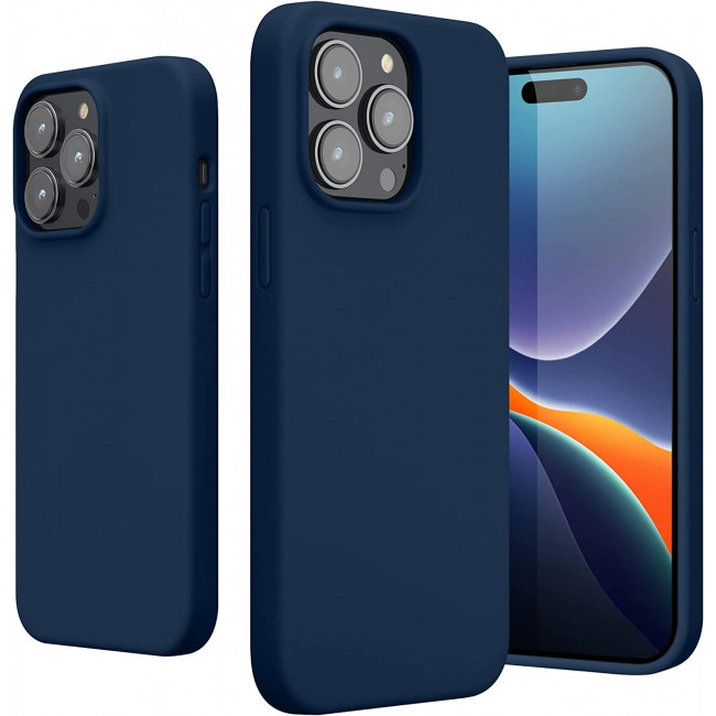 KW iPhone 14 Pro Max Θήκη Σιλικόνης Rubberized TPU - Navy Blue - 59074.116