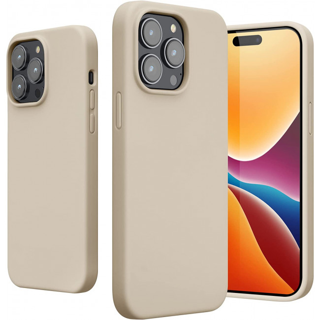 KW iPhone 14 Pro Max Θήκη Σιλικόνης Rubberized TPU - Cream - 59074.16