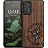 KW Xiaomi Redmi Note 11 Pro / Note 11 Pro 5G Θήκη από Φυσικό Ξύλο - Design Navigational Compass Mother of Pearl - Dark Brown - 57381.11