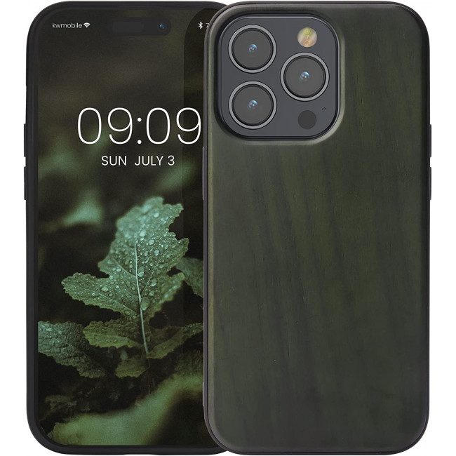 KW iPhone 14 Pro Θήκη από Φυσικό Ξύλο - Dark Green - 59122.80