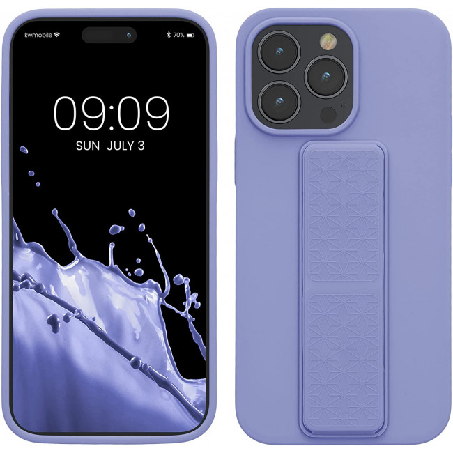 KW iPhone 14 Pro Max Θήκη Σιλικόνης με Finger Holder και Stand - Lavender - 60407.108