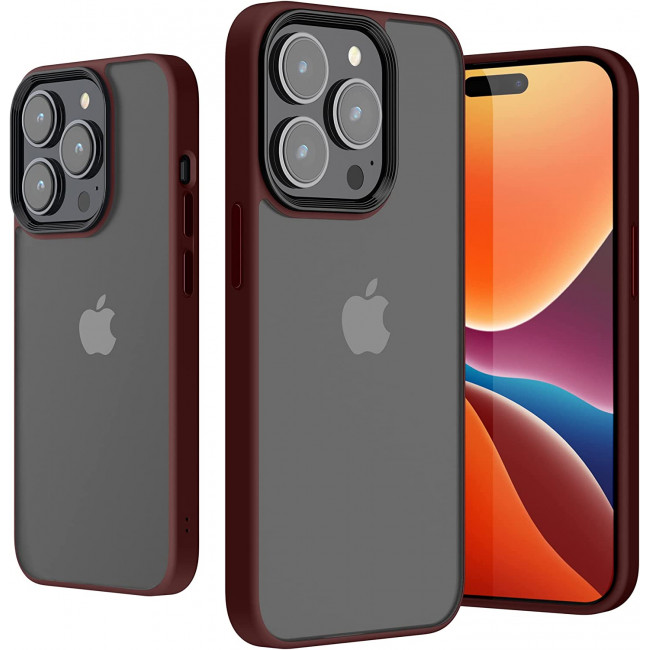 KW iPhone 14 Pro Σκληρή Θήκη με Πλαίσιο Σιλικόνης - Tawny Red / Matte Διάφανη - 59091.190