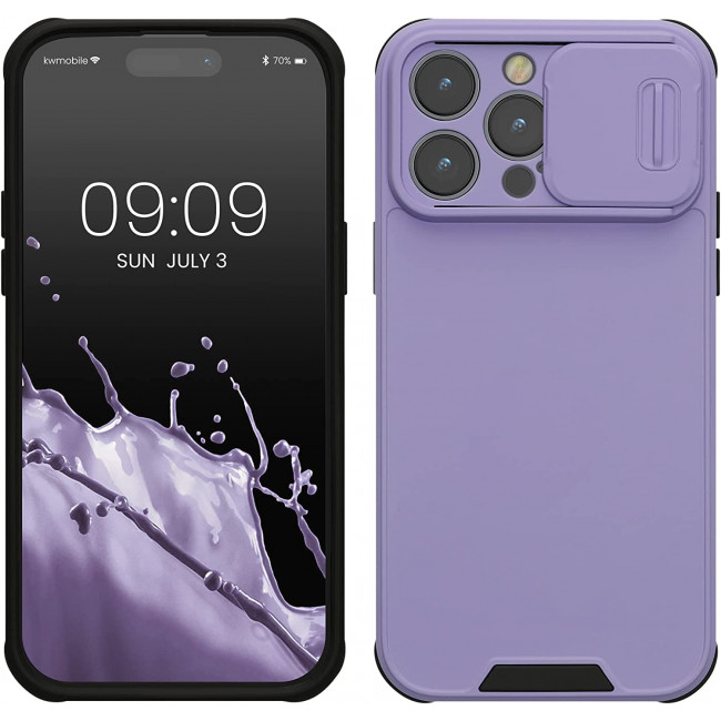 KW iPhone 14 Pro Max Hybrid Σκληρή Θήκη με Πλαίσιο Σιλικόνης TPU και Κάλυμμα για την Κάμερα  - Purple - 60355.221